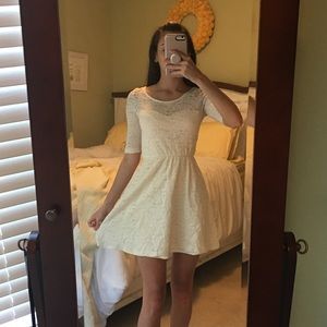 white lace dress cute mid sleeves
